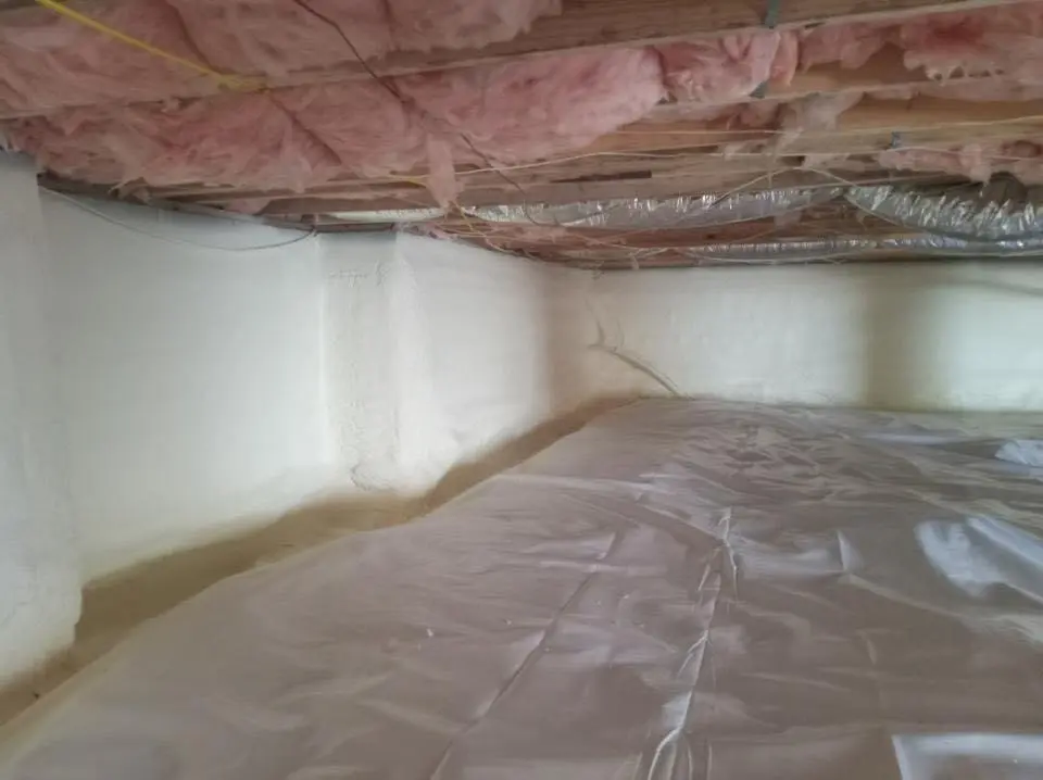 Crawl space encapsulation with closed-cell spray foam for Spray Foam Roofing in Barrington